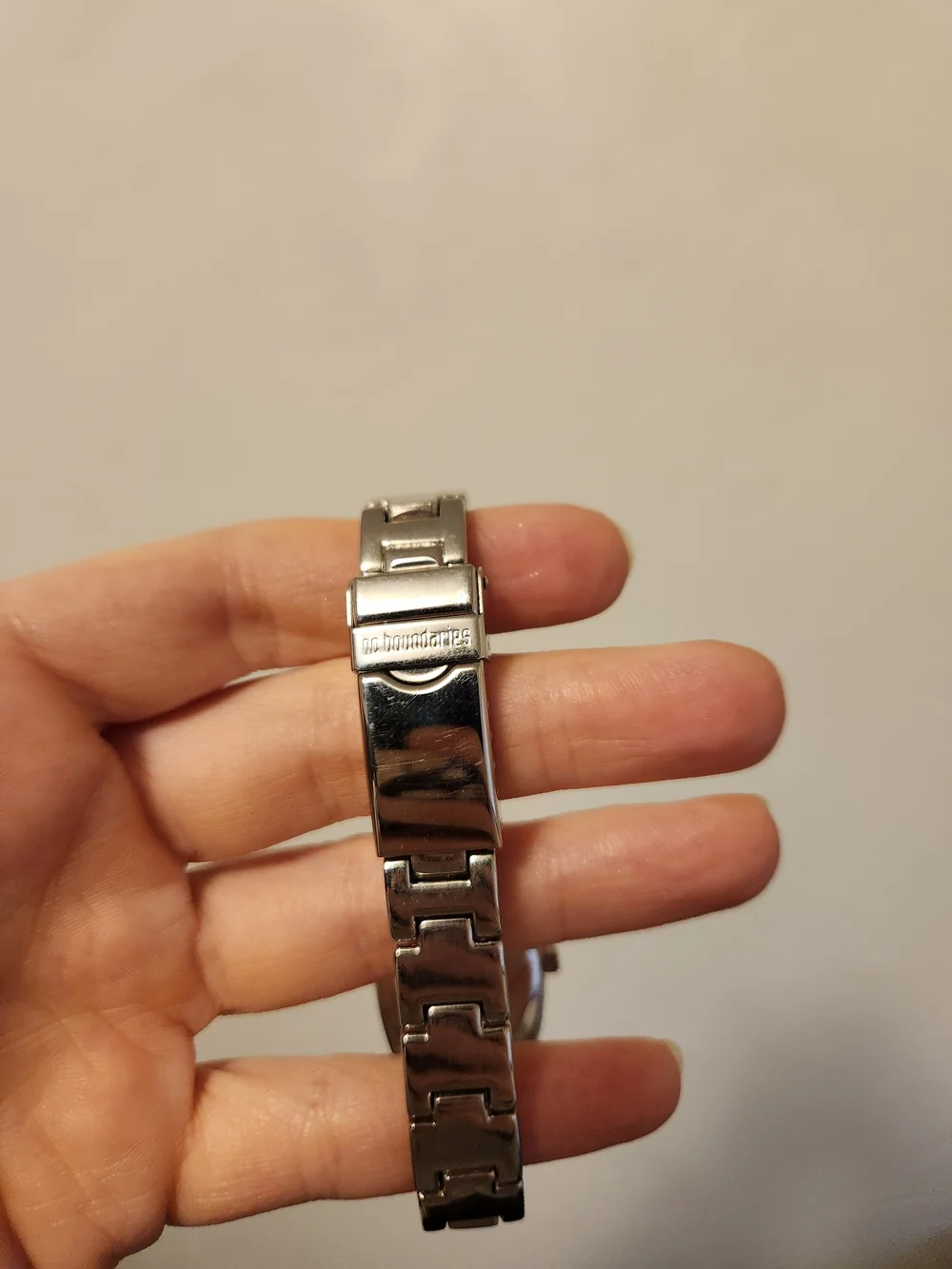Vintage 90s Y2k No Boundaries Silver Link Watch with Pink Dial